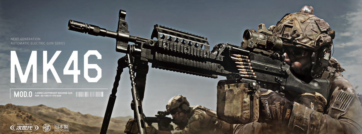 poster of man in camp gear using the MK46