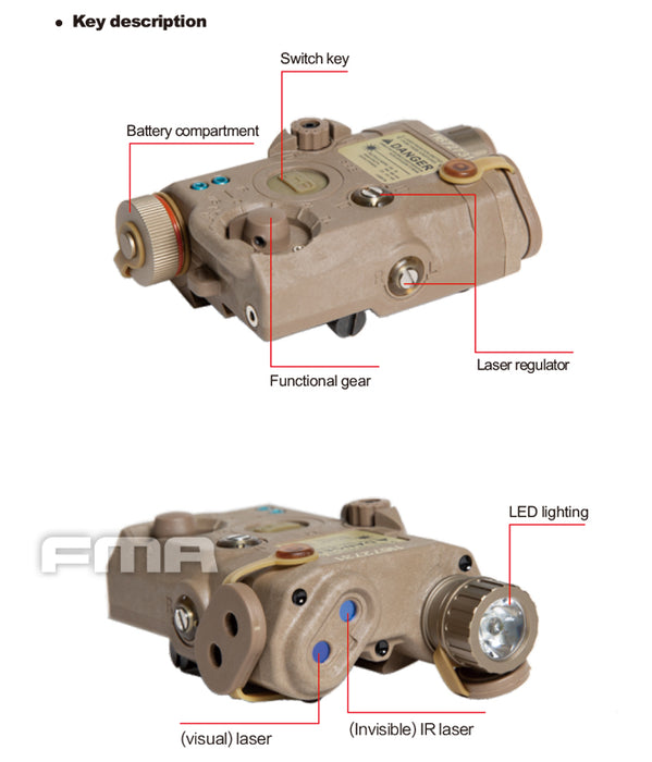 FMA PEQ LA5-A Upgraded - Light, Laser & IR Laser - Tan