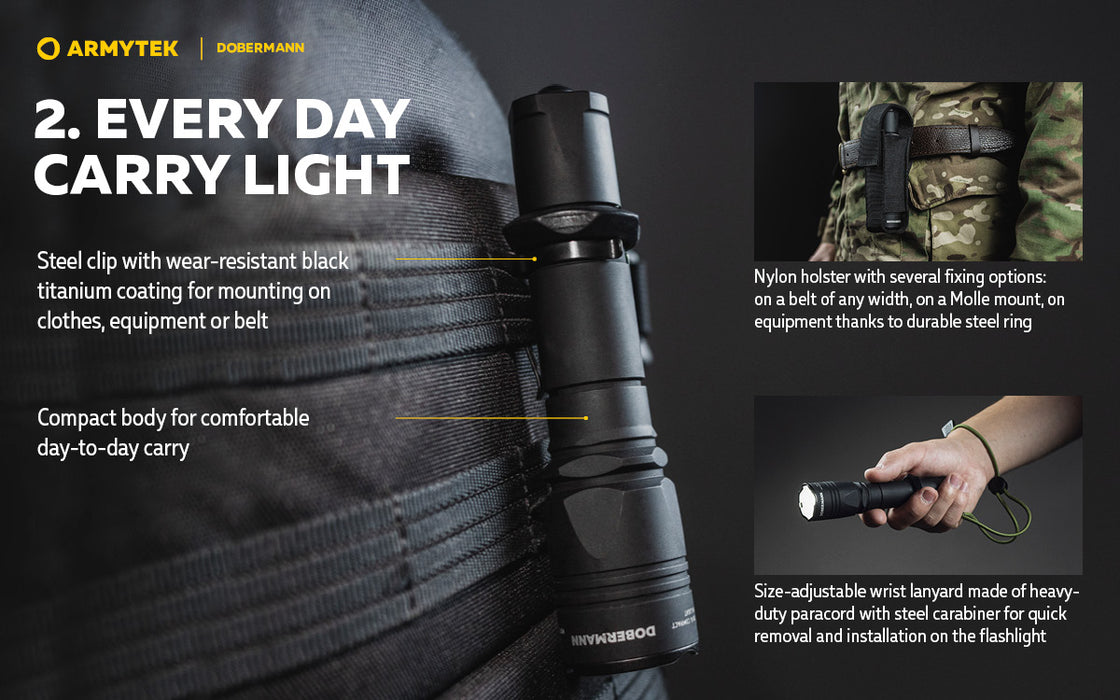 Armytek Dobermann Flashlight Extended Set - Black