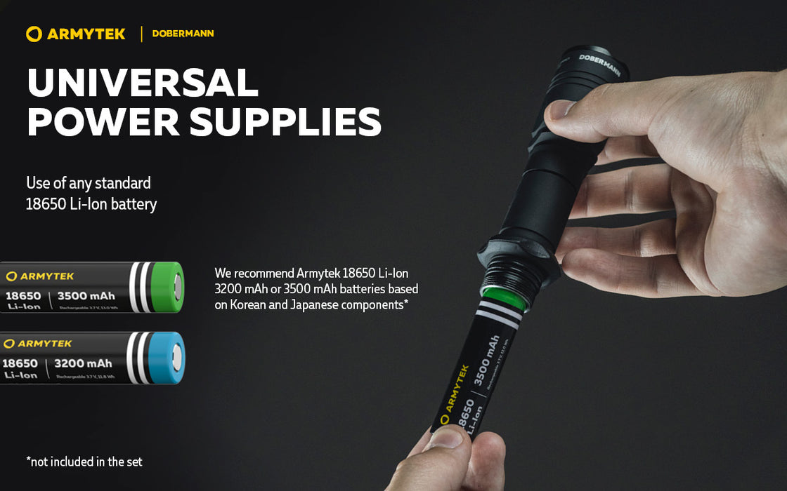 Armytek Dobermann Flashlight Extended Set - Black