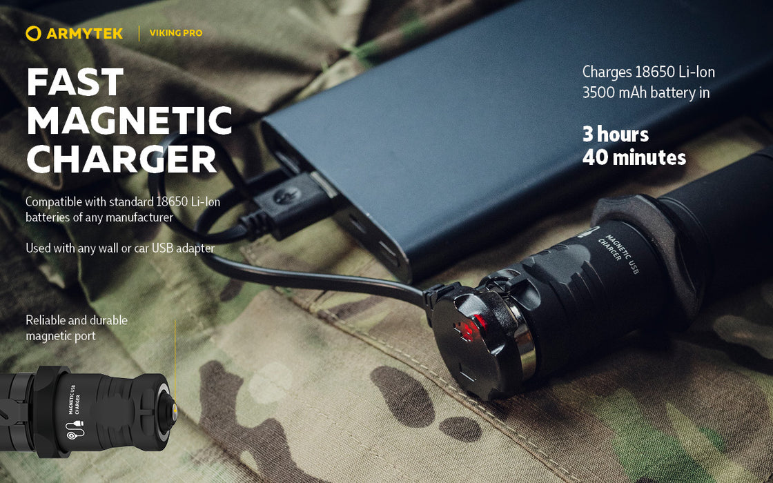 Armytek Viking Pro Flashlight Extended Set - Black