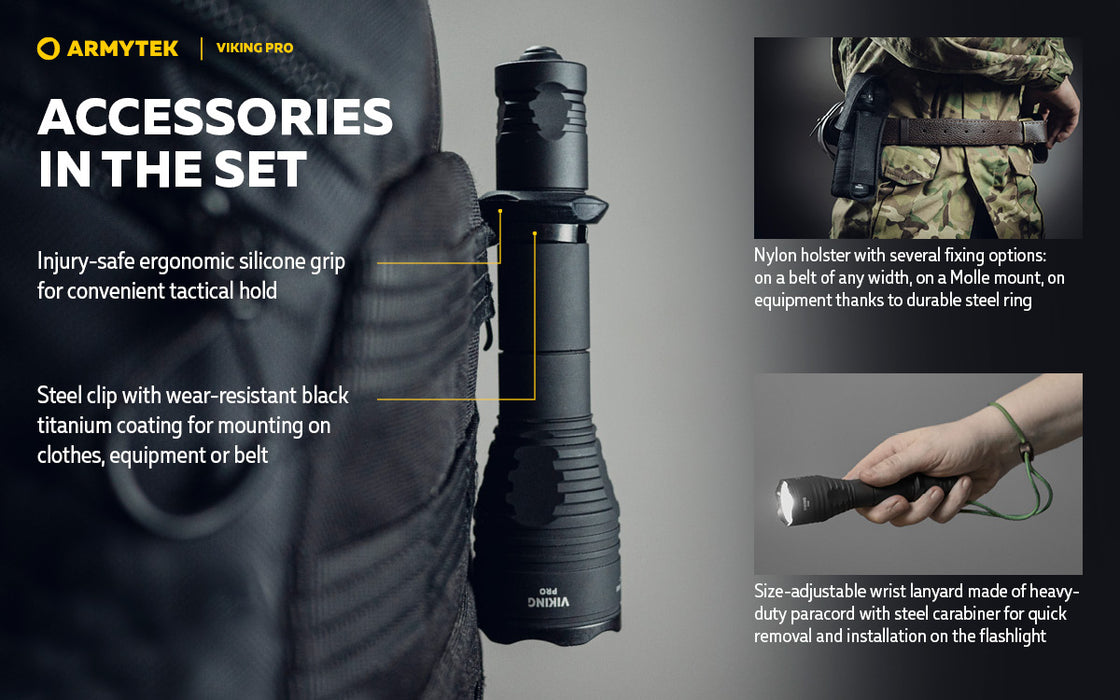 Armytek Viking Pro Flashlight Extended Set - Black