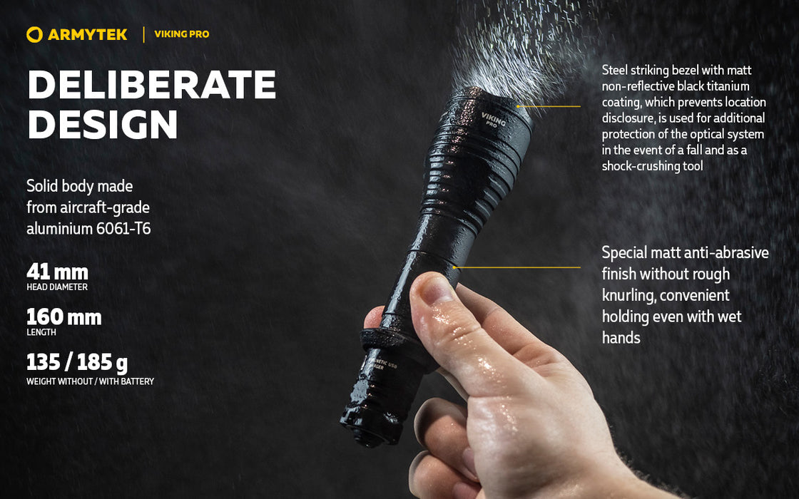 Armytek Viking Pro Flashlight Extended Set - Black