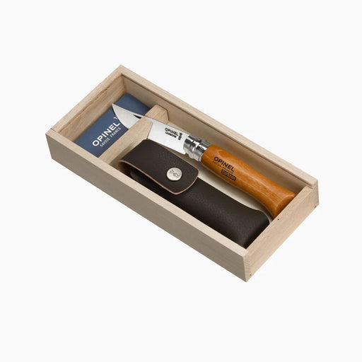 Opinel No.8 Carbon Steel Knife with Sheath Gift Set