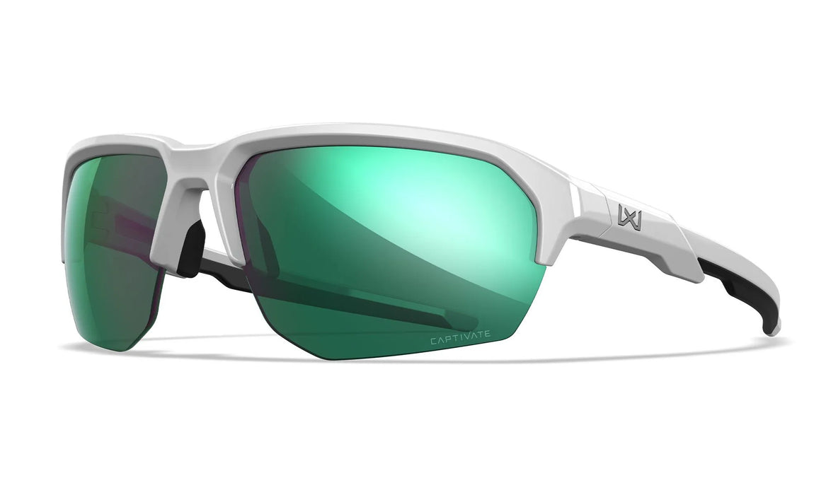 Wiley X WX JAKL Sunglasses - Polarized Green Mirror Lens / Polished White Frame