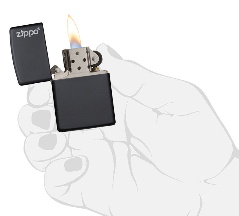 Zippo Black Matte Zippo Logo Lighter - 60001203