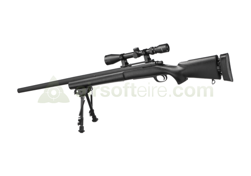 Snow Wolf M24 SWS Rifle/Scope/Bipod Kit - Black