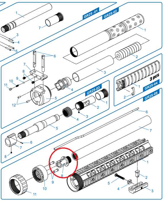 G&G Barrel Connector for SR25 - Part #8