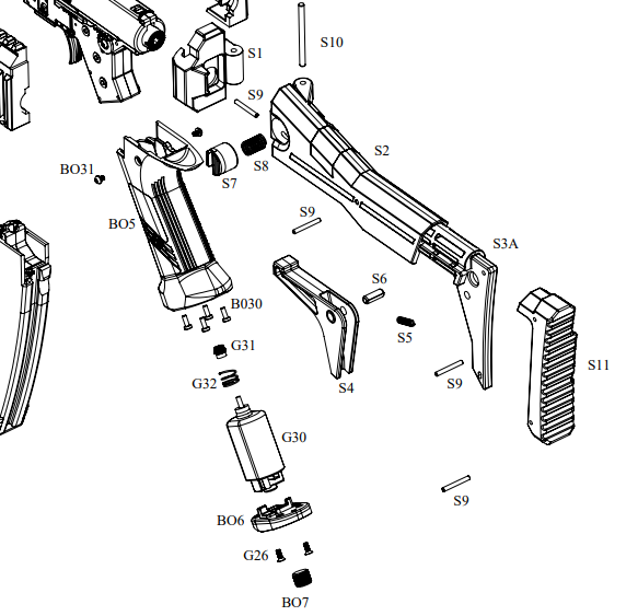 ASG EVO Pistol Grip & Baseplate Set - Part #BO5