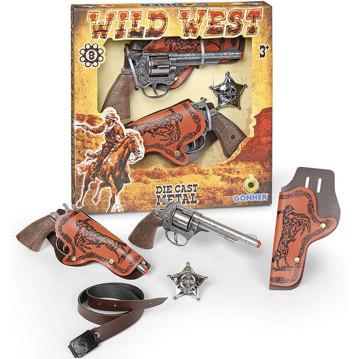 Gonher Wild West Metal Cap Gun 2 Pack Set - 8 Shot