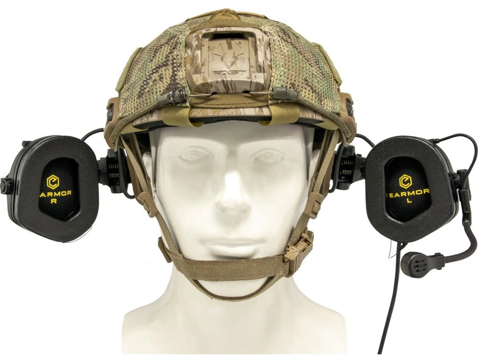 Earmor M32X Tactical Headset With ARC Helmet Adapters - Black