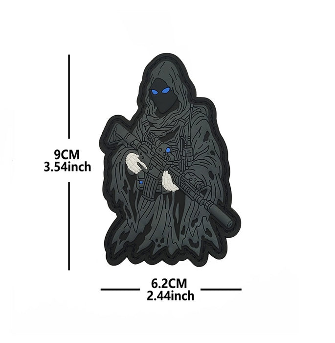 3D Rubber Grim Reaper AR15 Patch - Black/White/Blue