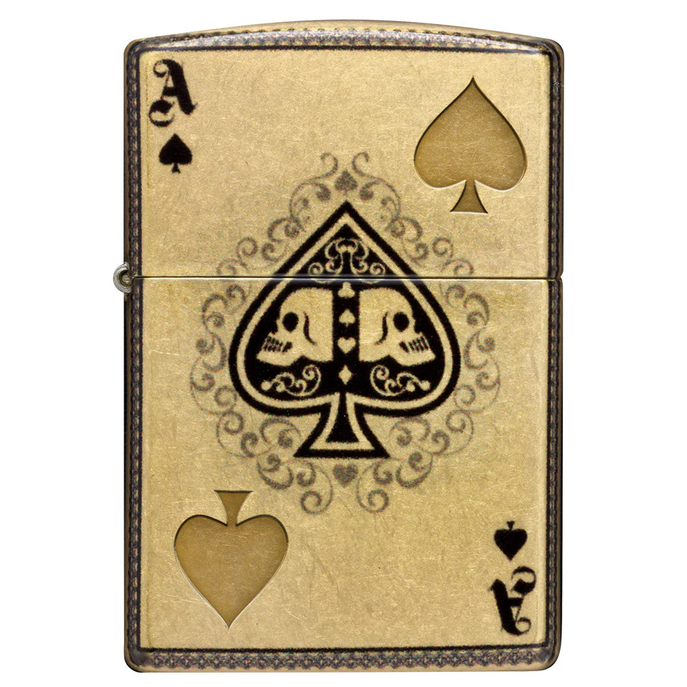 アクセサリー ZIPPO 50th Anniversary Cream Soda New Zippo Ace of Skulls Brass Lighter — AirsoftEire