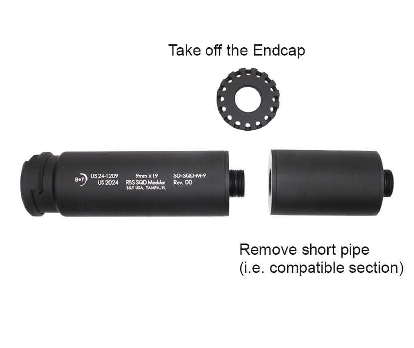 Wii Tech MP5 SQD-M-9 CNC 6061 Aluminium Silencer
