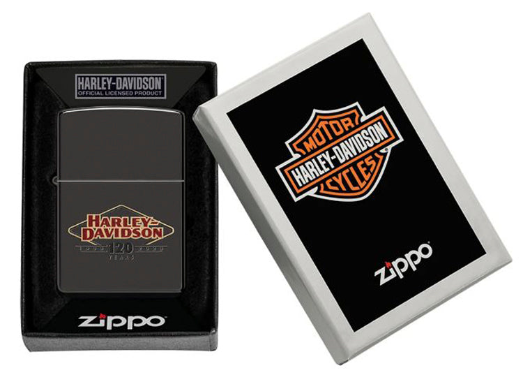 Zippo Harley Davidson 120th High Polish Black