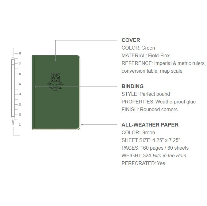 Rite in the Rain - All-Weather Tactical Field Book - Green