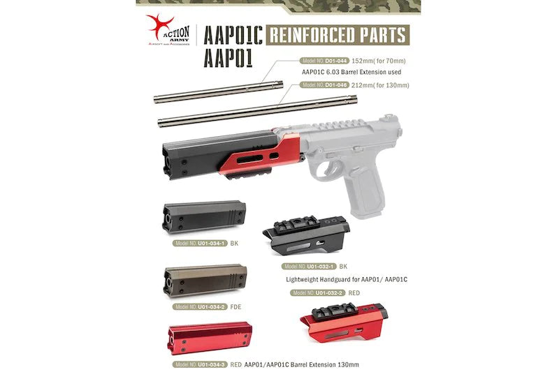 Action Army AAP01 / AAP01C Barrel Extension FDE - 130mm
