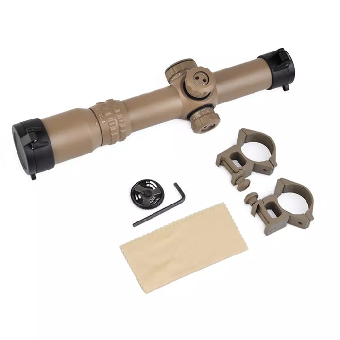 Aim-0製 1-4x24SE タクティカルスコープ Aim-O 1-4x24 SE Tactical Short Scope - Tan — AirsoftEire