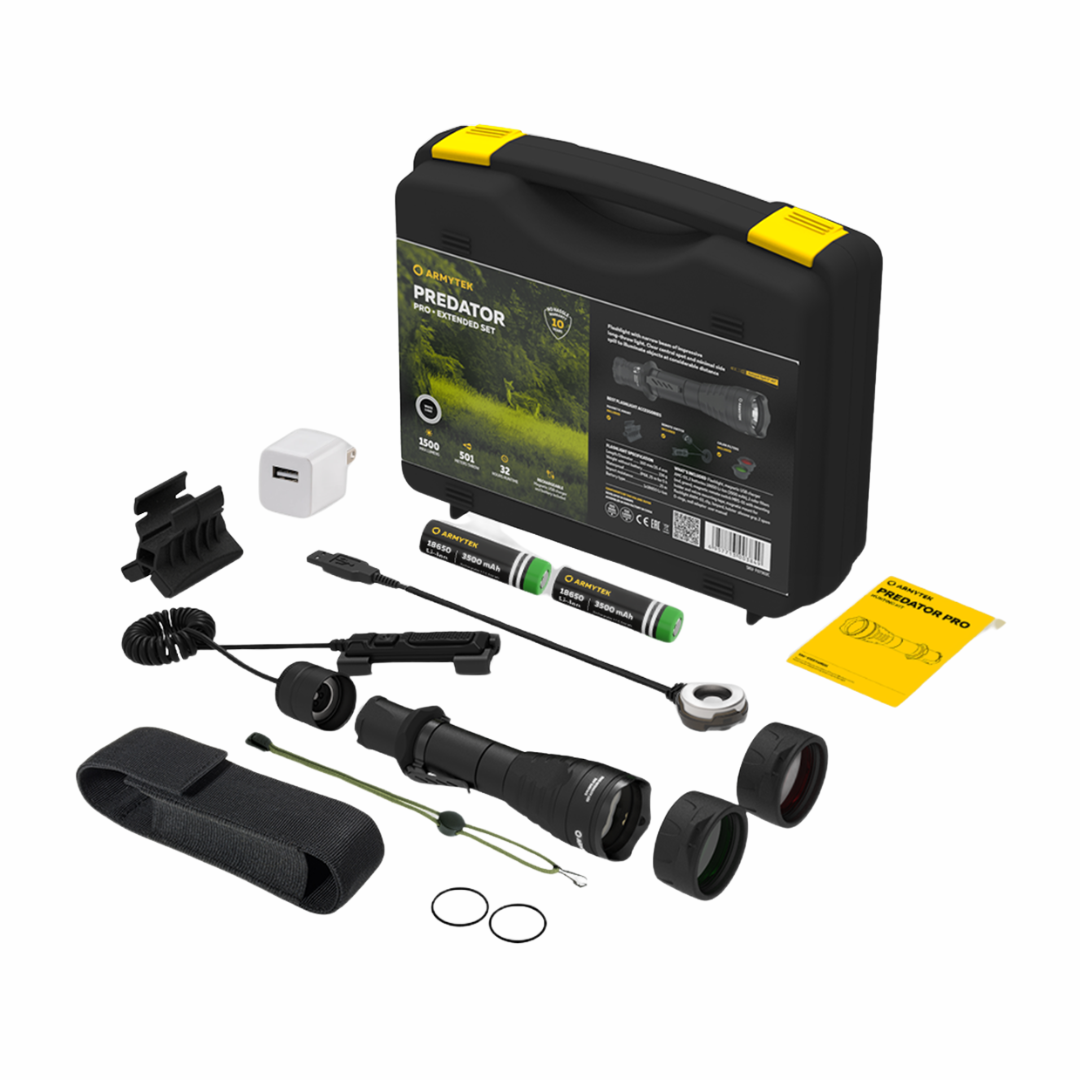 New Armytek Predator Pro Flashlight Extended Set - Black — AirsoftEire