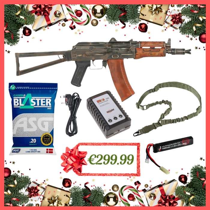 APS AK-74U Full Metal/Real Wood Battle Worn - Christmas Bundle