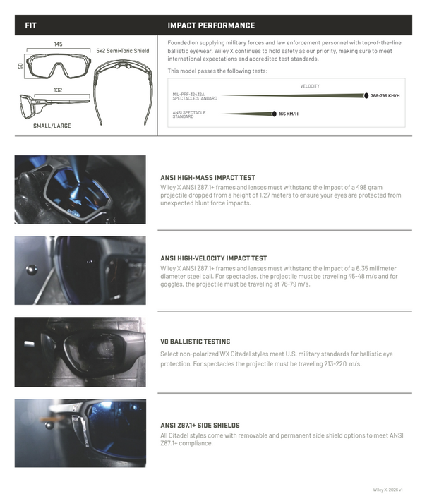 Wiley X WX Citadel Sunglasses - Gold Mirror Lens / Matt Graphite Grey Frame