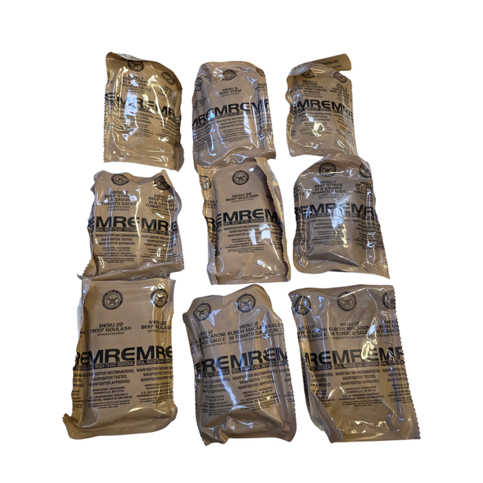 Box of Genuine U.S. Military Surplus MREs (Meal Ready-to-Eat) - Damaged