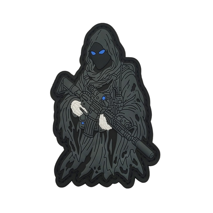 3D Rubber Grim Reaper AR15 Patch - Black/White/Blue