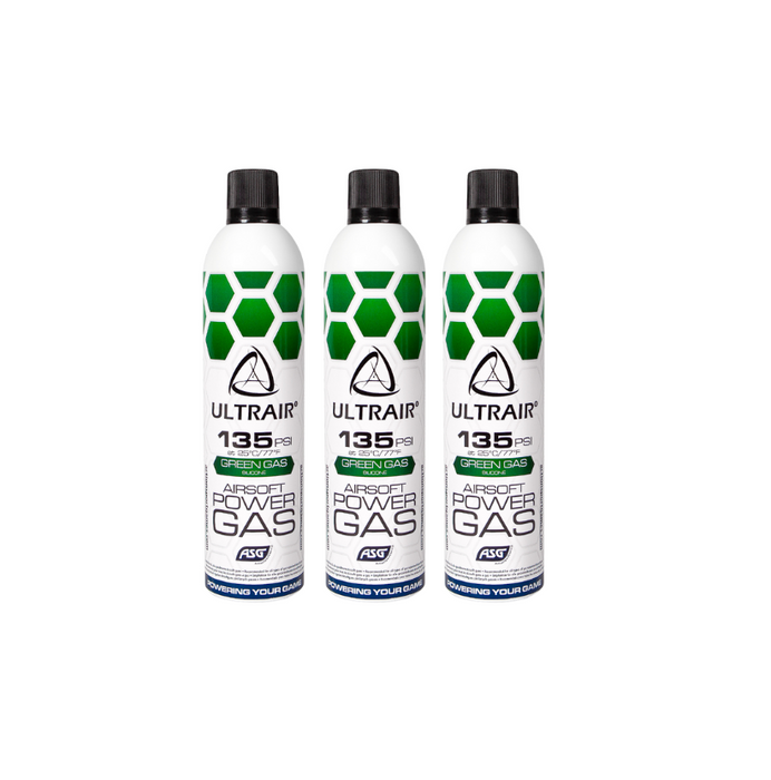 3 Bottles of Ultrair Green Gas 135psi - Save €3.48!