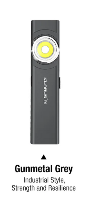 Klarus E5 Ultralight Magnetic Dual Flashlight - 600LM - Gunmetal Grey