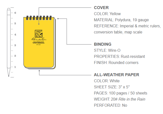 Rite in the Rain - Top Spiral All-Weather Notebook - Yellow