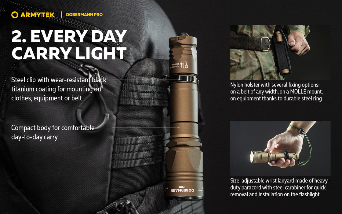 Armytek Dobermann Pro Magnet USB Warm (1400 Lumens) - Sand