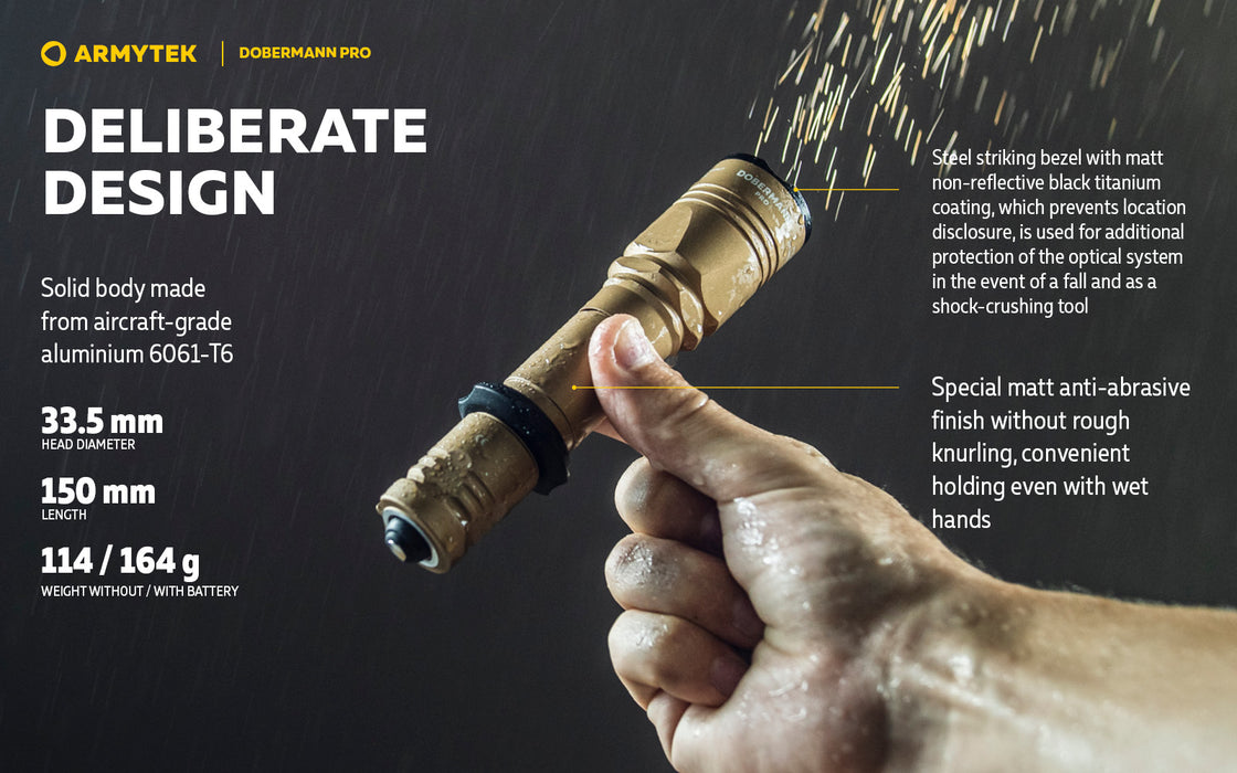 Armytek Dobermann Pro Magnet USB Warm (1400 Lumens) - Sand