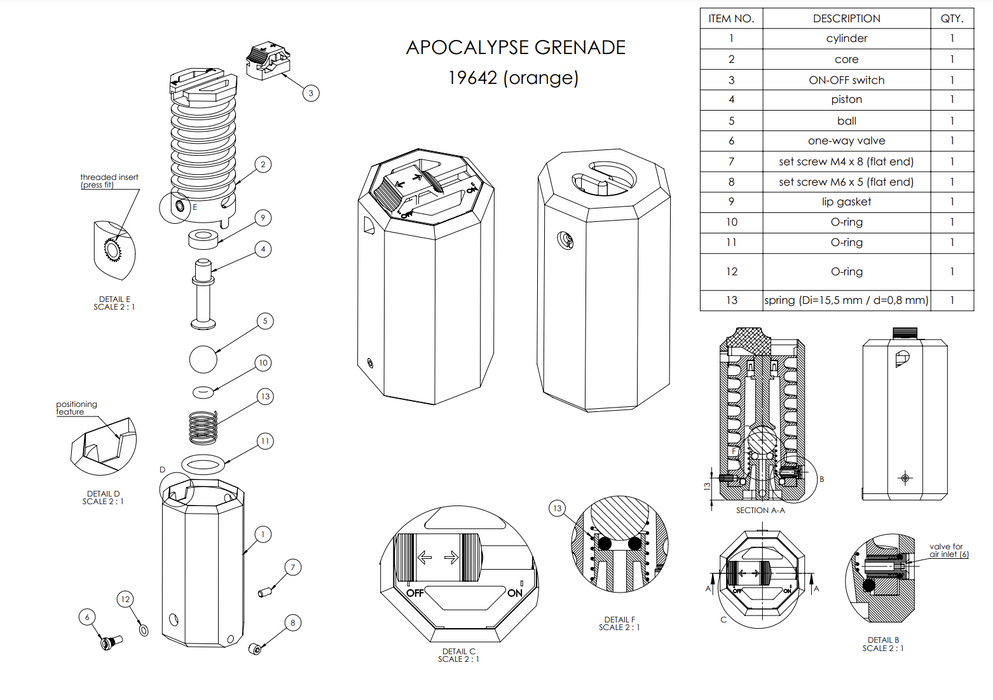 ASG Apocalypse Grenade Valve + Seal Set - 19642