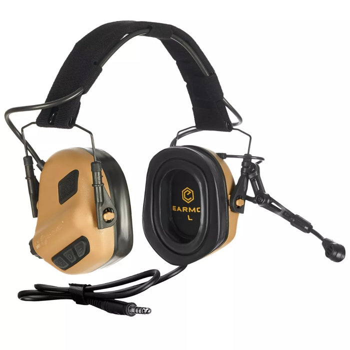 Earmor M32X Tactical Headset With ARC Helmet Adapters - Coyote Brown