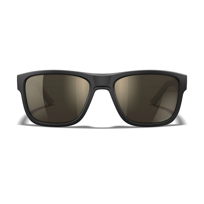 Wiley X WX OVATION Sunglasses - CAPTIVATE™ Tungsten Mirror Lens / Matte Black/Tan Frame