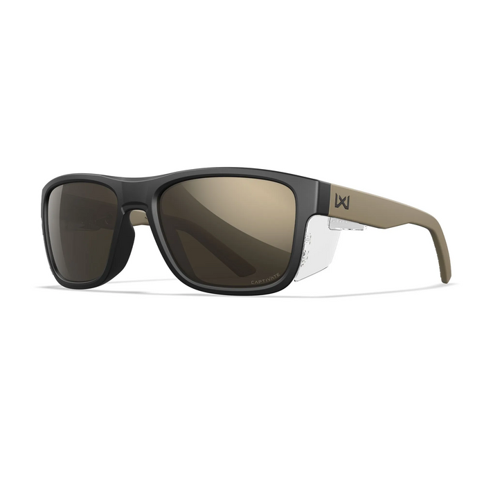 Wiley X WX OVATION Sunglasses - CAPTIVATE™ Tungsten Mirror Lens / Matte Black/Tan Frame