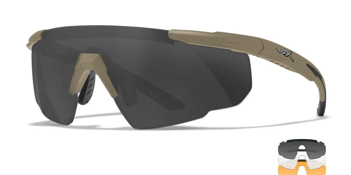 New Wiley X Saber Advanced Glasses Matte Tan 3 Lenses — AirsoftEire