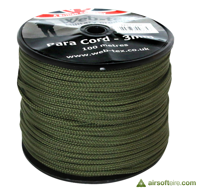 Web-Tex 3mm Olive Drab Paracord - 100 Metres — AirsoftEire