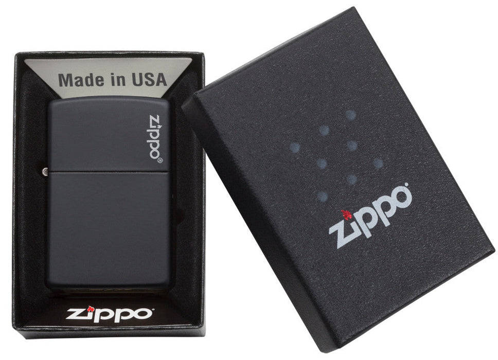Zippo Black Matte Zippo Logo Lighter - 60001203