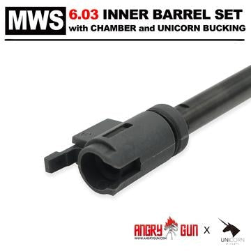 Angry Gun 6.03mm 370mm Carbon Steel Inner Barrel/Hop Chamber/Rubber Set for MWS