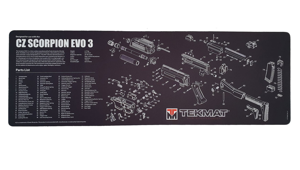 TekMat CZ EVO 3 A1 Exploded Work Mat